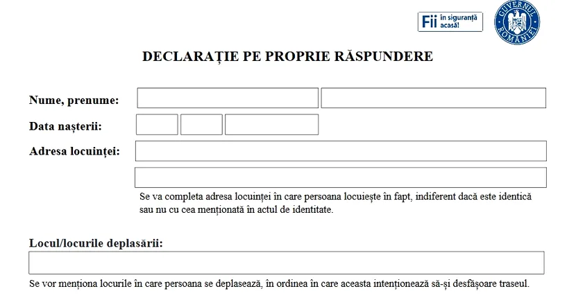 Cine va completa declarația pe proprie răspundere a copiilor și în ce condiții vor putea ieși din casă