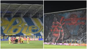 Spectacol în tribune la „Primvs Derby”! Suporterii s-au duelat în scenografii de senzație la Petrolul Ploiești - Rapid. FOTO&VIDEO