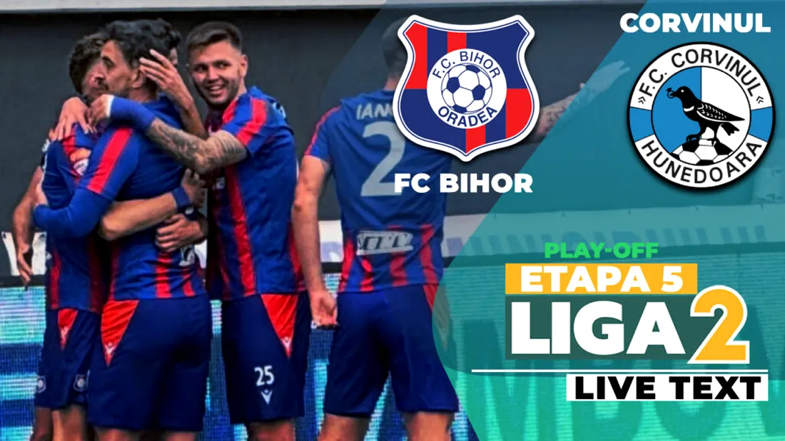 FC Bihor - Corvinul începe la ora 13:30. Liderul joacă la Oradea cu suflul celor de la Sepsi OSK în ceafa sa