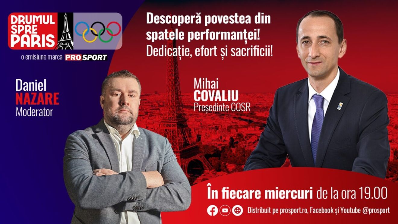 Începe o nouă emisiune ProSport: DRUMUL SPRE PARIS, în fiecare miercuri, ora 19.00! Timp de un an sportivii, antrenorii și oficialii vor fi "bombardați" cu întrebări de Daniel Nazare. Cine e primul invitat