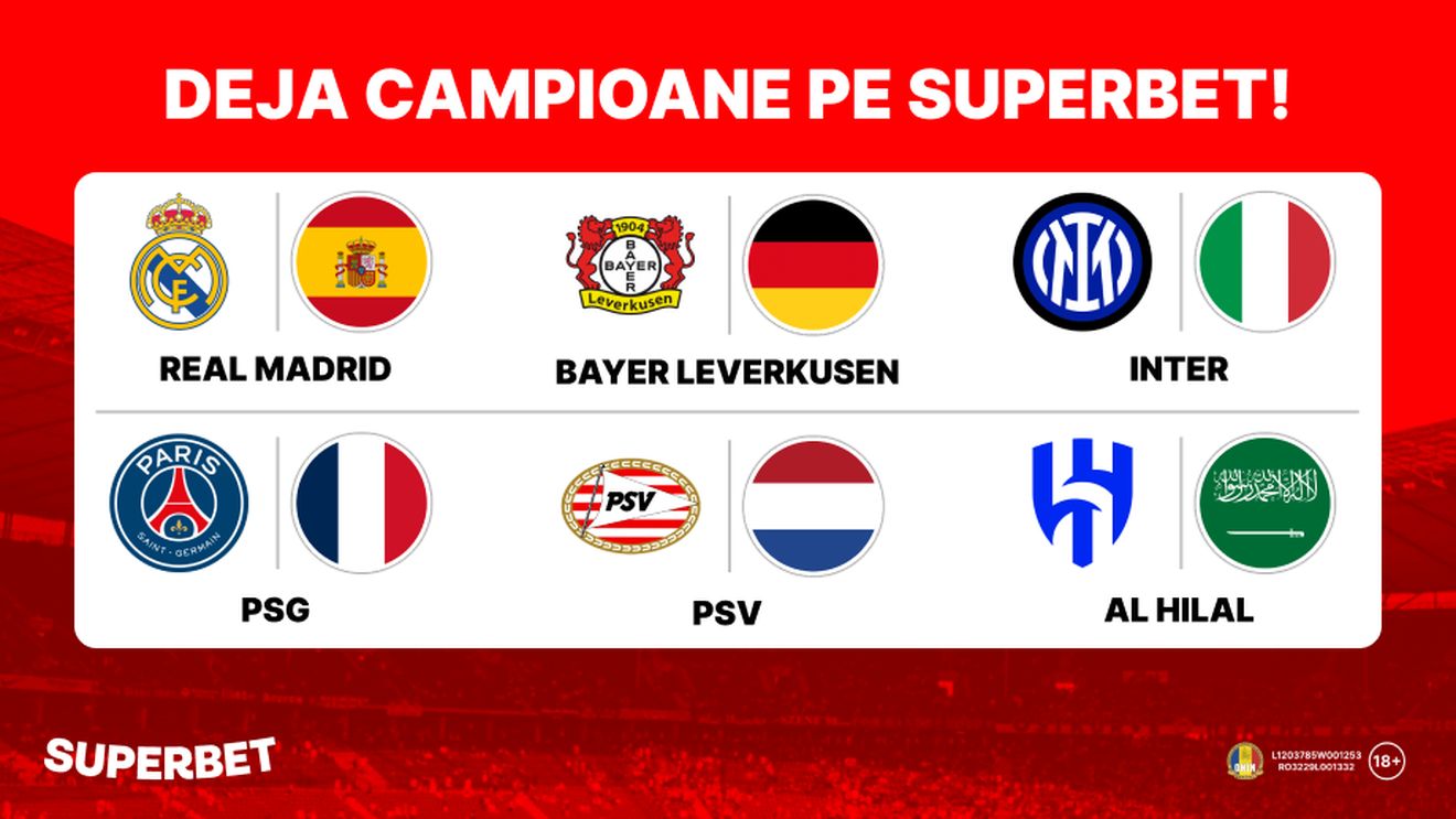 Cote de la 1.25 la 50.00 plătite în avans de Superbet! Deja campioane și golgheteri grație Pariurilor Antepost