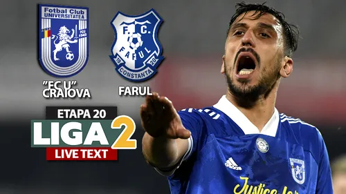 S-au blocat reciproc și trăiesc ultima etapă la cote maxime! ”FC U” Craiova și Farul au încheiat meciul fără gol. Oltenii au avut un eliminat în ultimele minute și nu câștigă nici de această dată pe ”Ion Oblemenco”