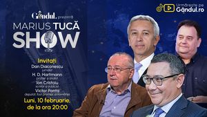 Marius Tucă Show începe luni, 10 februarie, de la ora 20.00, live pe Gândul. Invitați: Dan Diaconescu, HD Hartmann, Ion Cristoiu, Victor Ponta