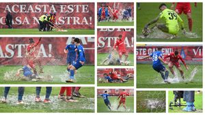 Tunariul s-a remarcat din nou în Liga 2! Condițiile în care s-a jucat meciul cu Chindia a stârnit hohote de râs: ”Bine că nu s-a înecat niciun jucător”