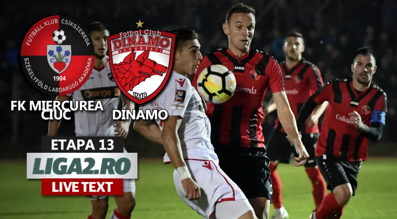 FK Miercurea Ciuc și Dinamo, egale în meciul care a deschis etapa a 13-a a Ligii 2. Trupa lui Burcă rămâne tot în afara locurilor de play-off