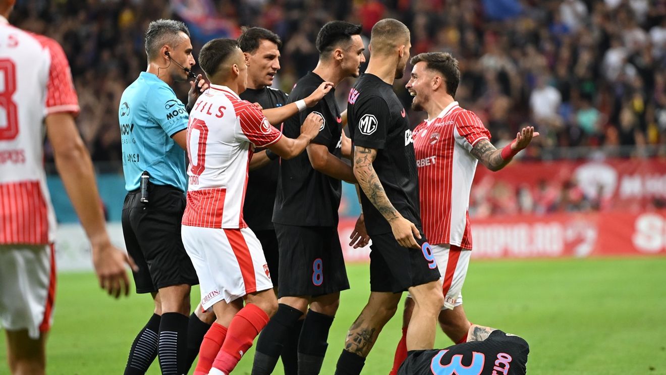 Ce nu s-a văzut la TV. Scandal între Adrian Şut şi Danny Armstrong în drumul spre vestiare: căpitanul FCSB a fost ținut cu greu să nu se încaiere cu dinamovistul