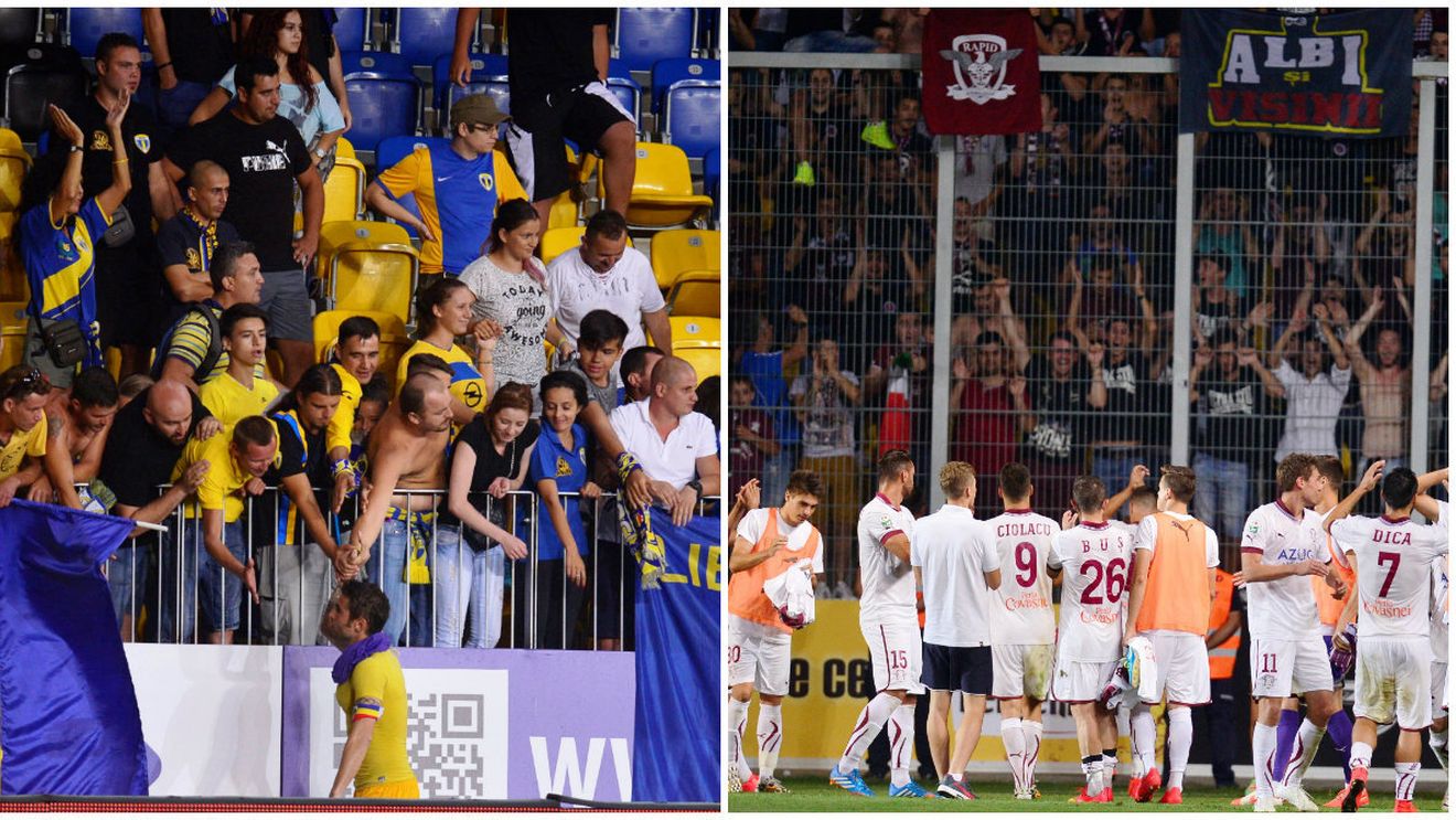 Fără goluri pe teren, meciul dintre Petrolul și Rapid s-a jucat mai mult în tribune. Pancu, sărbătorit pe gazon de galeria giuleșteană