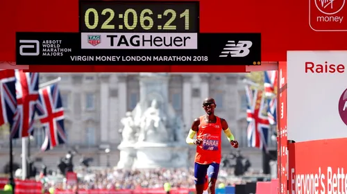 Nebunie la Londra! Mo Farah a spulberat recordul Marii Britanii la maraton, în prima lui cursă pe distanța de 42.195 km. Confunzie în momentul care a cerut sticla cu apă