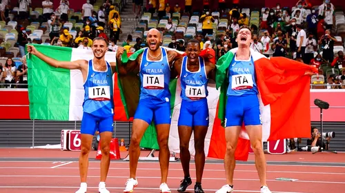 Italia a sărbătorit pe „Notti magiche” câștigarea probei de ștafetă masculină 4×100 de metri, în fața Angliei