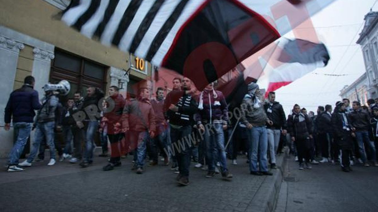 FOTO: Clujul, mai calm ca niciodată în ziua "marelui derby"!** Fanii lui "U" s-au deplasat fără să provoace incidente