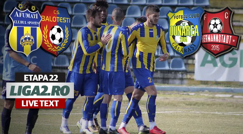 Derby slab pentru primul loc în Liga 2. Dunărea Călărași și FC Hermannstadt s-au blocat reciproc. Sibieni au irosit un penalty.** CS Afumați - CS Balotești s-a încheiat cu cinci goluri