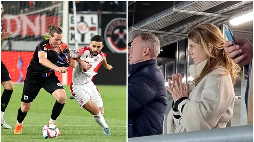 Cu Dorinel Munteanu suspendat, soția acestuia a pupat cruciulițele pe stadion, însă fără folos pentru gălățeni + Moment extrem la finalul meciului dintre Dinamo și Oțelul | FOTO