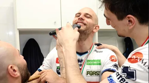 Avem primul român campion în Italia la volei masculin! A renunțat la barbă după ce a luat Scudetto: „În 6 luni sper să crească la loc”. EXCLUSIV