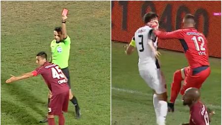Incredibil! Mario Camora, eliminat după ce a trântit o sticlă cu apă pe teren. Sebastian Colțescu, decizie de neînțeles + Dan Petrescu și Vâtcă au văzut și ei cartonașul roșu