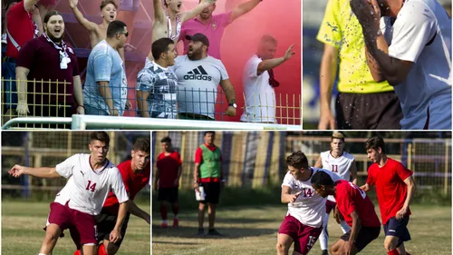 FOTO REPORTAJ | 70 de ani mai târziu: Carmen - AFC Rapid, remiză într-un amical al fotbalului ținut în viață de pasiunea fanilor. Spiritul vișiniu nu moare