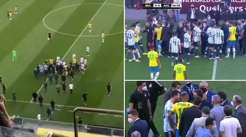 Absolut șocant! Așa ceva nu s-a mai văzut în istoria fotbalului: meciul Brazilia – Argentina, suspendat după ce oficialii Ministerului Sănătății au intrat pe teren pentru a băga în carantină 4 fotbaliști
