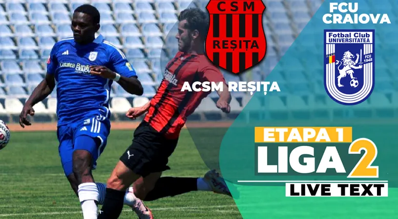 ACSM Reșița i-a arătat realitatea din Liga 2 echipei lui Adrian Mititelu. FCU Craiova, executată în Valea Domanului din primele șase minute