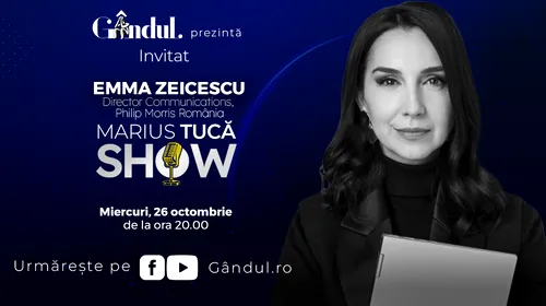 Marius Tucă Show începe miercuri, 26 octombrie, de la ora 20.00, live pe gândul.ro