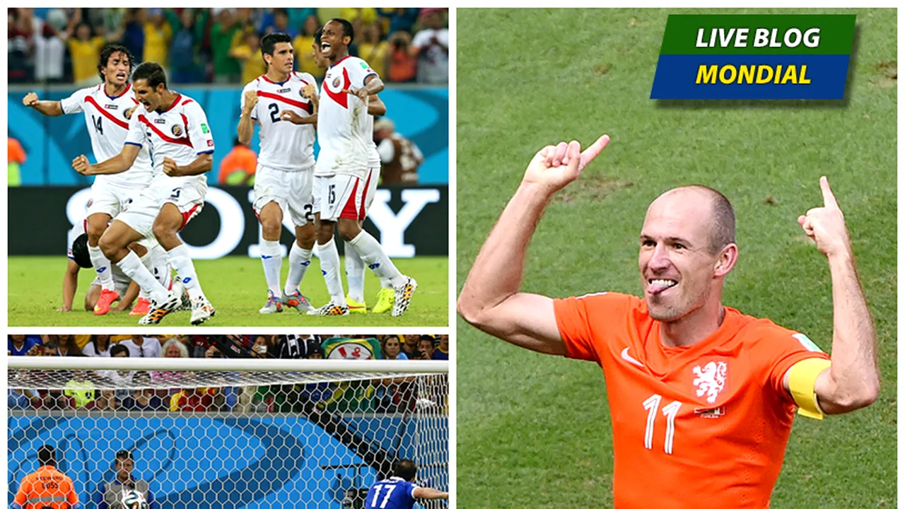 LIVE BLOG CM 2014, ziua 17 | Premieră la Cupa Mondială: Costa Rica e în sferturi, după ce a învins Grecia la penalty-uri. Olanda - Mexic 2-1. Robben: 