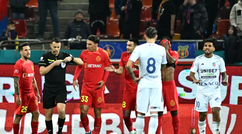 Greșeală penibilă a lui Kaprof în FCSB - FC Botoșani, când scorul pe tabelă era 1-1! Fault inconștient, din spate: l-a accidentat pe Florinel Coman și a fost eliminat pe loc