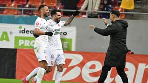 FCSB - FC Hermannstadt 1-1, în etapa 22 din Superliga. Campioana obține doar un punct, dar urcă, provizoriu, pe primul loc