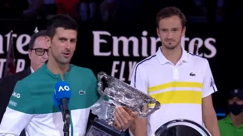 Schimb de replici genial între Djokovic și Medvedev după finala de la Australian Open: „Nu m-ai sunat!” / „Te vedeam ca pe Dumnezeu”