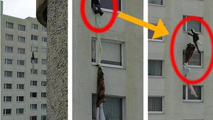 Sport extrem: "alpinistul" care a căzut în gol de la etajul 7