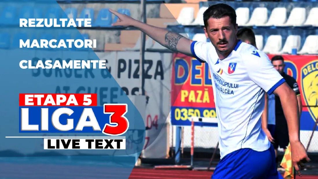 Etapa 5 Liga 3 | Inter Stars Sibiu și Vulturii Fărcăşeşti au remizat în primul meci al zilei în runda intermediară. 38 de jocuri încep la ora 17:00