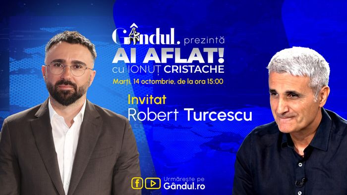 „Ai Aflat! cu Ionuț Cristache” începe marți, 14 octombrie, de la ora 15.00, live pe Gândul. Invitat: Robert Turcescu