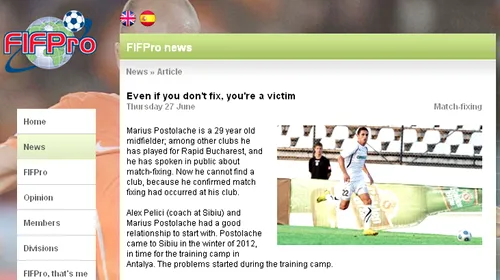 Cazul lui Postolache, dezbătut de FIFPro: „Even if you don’t fix, you’re a victim”