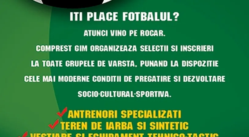 Comprestul caută juniori** pentru o grupă de elită!