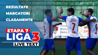 Etapa 7 Liga 3 | CS USV CSM Iaşi a pierdut în derby. Prim eșec în acest sezon înregistrat și de AFC Odorheiu Secuiesc, U Craiova 2, CIL Blaj și Lotus Băile Felix. CSM Târgu Jiu și Aerostar Bacău au obținut scorurile rundei