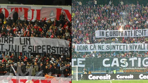 „Imagini de Oscar” vs „Imagini reale”!** FOTO ‘RĂ‚ZBOIUL’ fanilor la Dinamo – Steaua și cele mai tari mesaje: