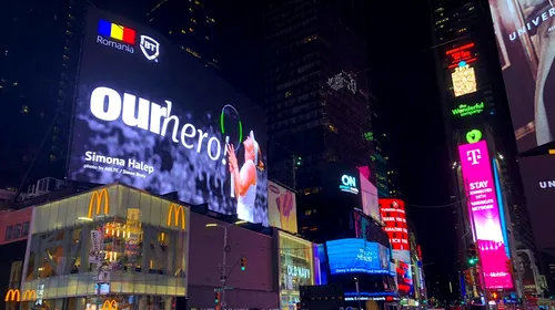 „OurHero” Simona Halep a devenit vedetă azi în Times Square, celebra piață din New York!