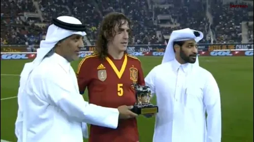 Arabii l-au premiat pe Carles Puyol înaintea amicalului cu Uruguay!** Este singurul fundaș din istoria Spaniei care a meritat această onoare