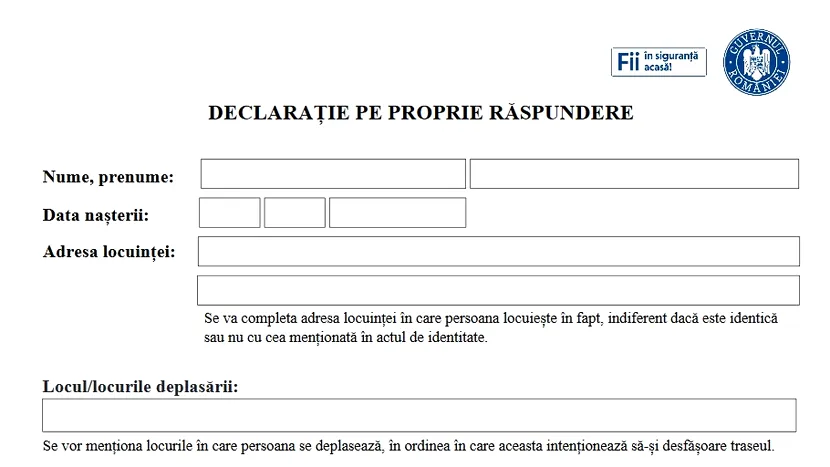 Cine va completa declarația pe proprie răspundere a copiilor și în ce condiții vor putea ieși din casă