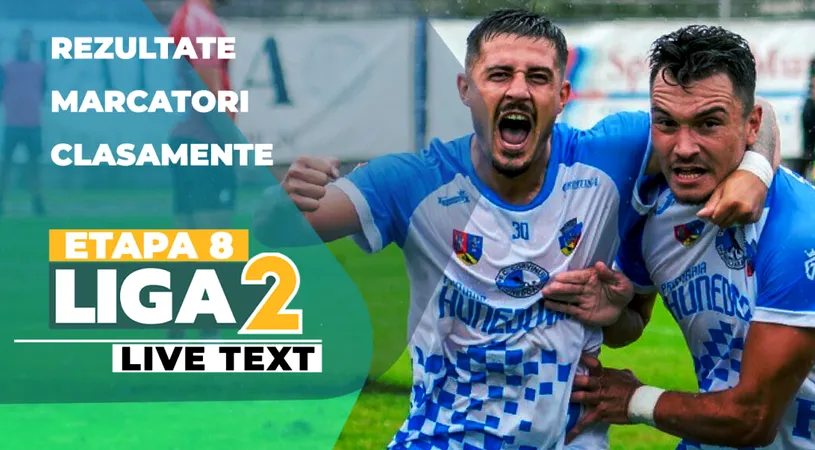 Etapa 8 Liga 2 | Corvinul şi FC Bihor se impun în deplasare şi rămân pe primele două poziţii. CSM Olimpia reuşeşte prima victorie în acest sezon, Andrei Cristea debutează cu dreptul la Concordia