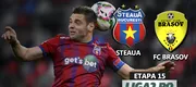 Steaua – FC Braşov se joacă ACUM. Chică-Roșă înscrie cu un șut superb. Mihăescu, intrare criminală sancționată doar cu galben