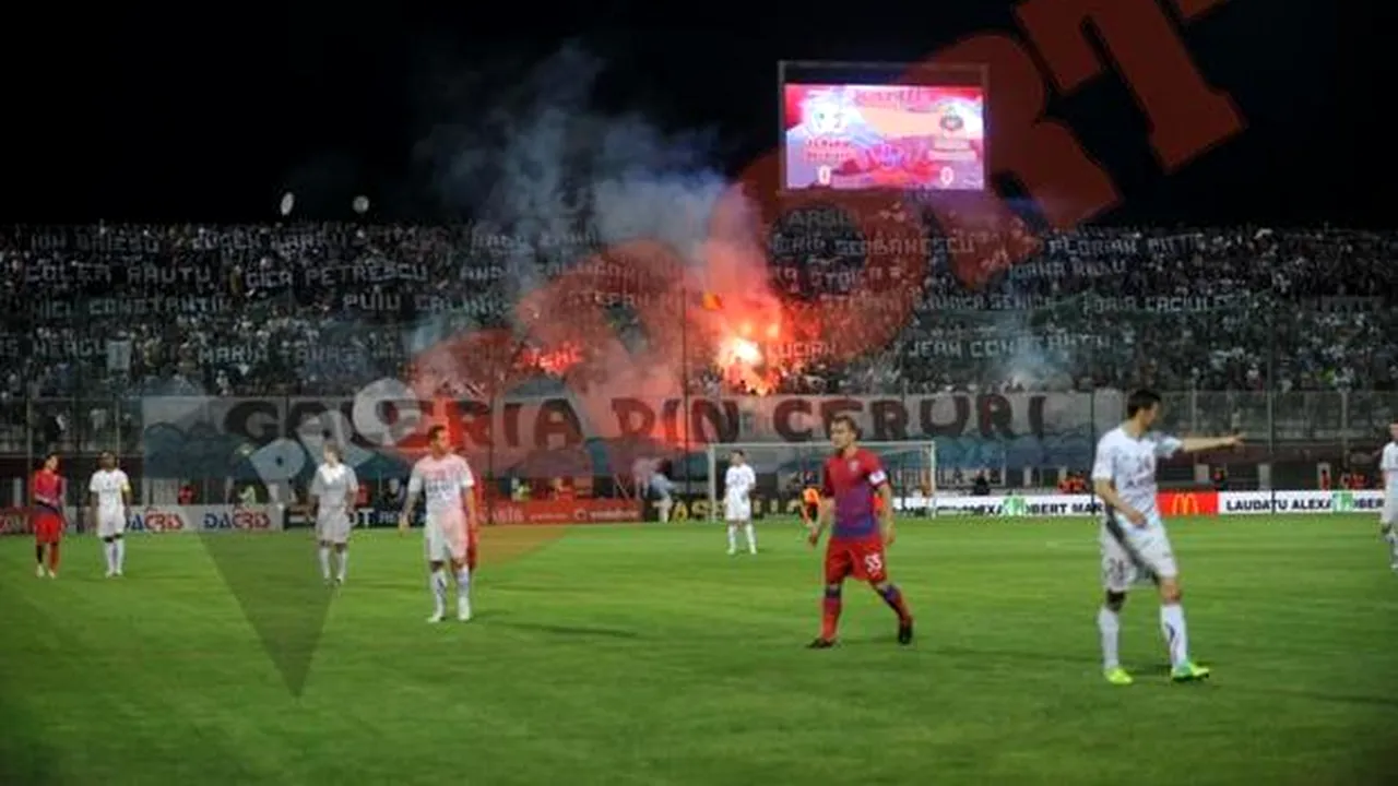 Ironii la adresa Stelei!** Ce banner au afișat fanii Rapidului la meciul cu Ceahlăul Piatra Neamț
