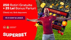 ADVERTORIAL | Vezi ce simplu primești 25 Lei Pariu Gratuit și 250 rotiri gratuite Sizzling Hot din partea Superbet.ro