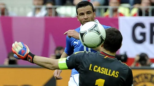 Iker Casillas a fost „bombardat” de italieni!** Spaniolul a muncit într-un meci cât în toată campania de calificare
