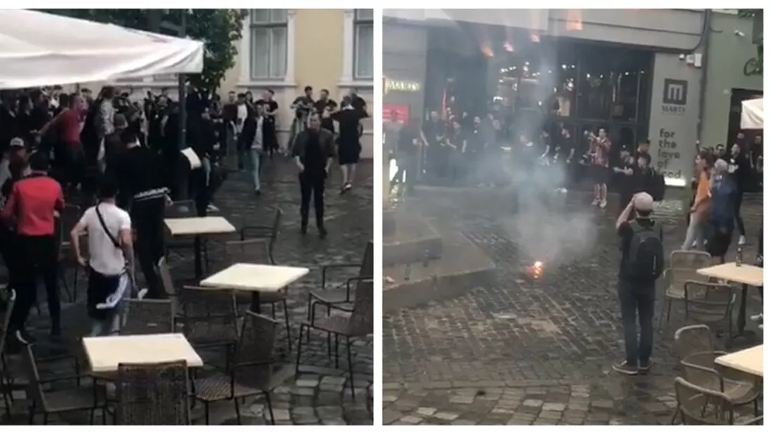 VIDEO | Atmosferă incendiară în centrul Clujului! Fanii Universității au făcut spectacol înaintea derby-ului cu FC Hermannstadt