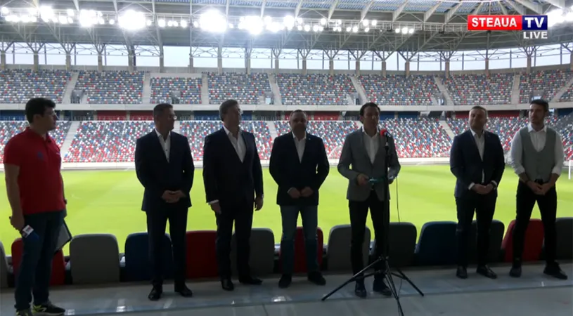 VIDEO | Steaua și-a prezentat primii doi sponsori. George Ogăraru a anunțat că echipamentele de joc vor fi Adidas, dar partenerii au fost trecuți pe ținuta Joma