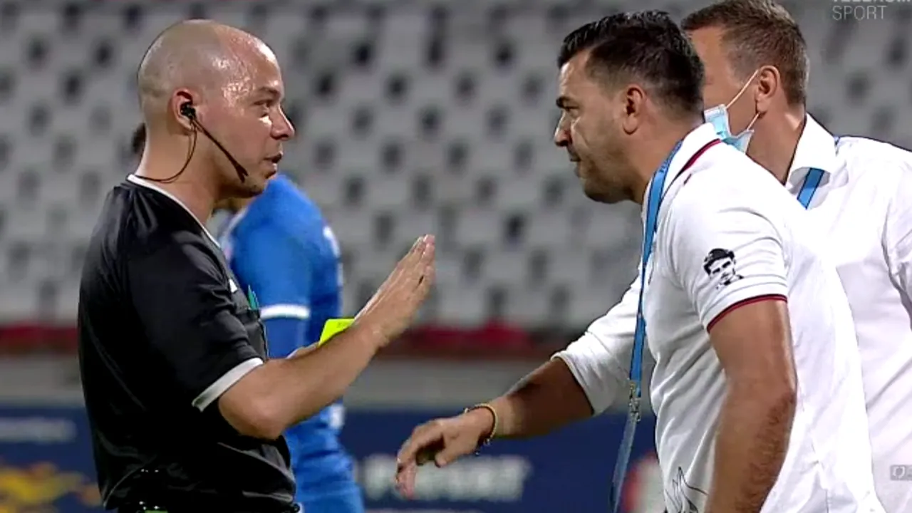 Cosmin Contra a cedat nervos în timpul meciului Dinamo - Botoșani! Arbitrul Marius Avram a reacționat imediat | VIDEO