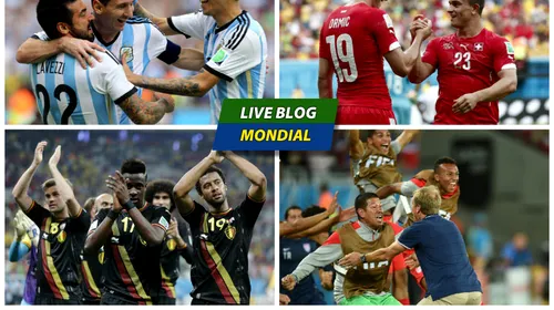 LIVE BLOG CM 2014, ziua 19 | Belgia și Argentina se vor întâlni în sferturile de finală după ce au suferit în „optimi” în fața Statelor Unite, respectiv a Elveției