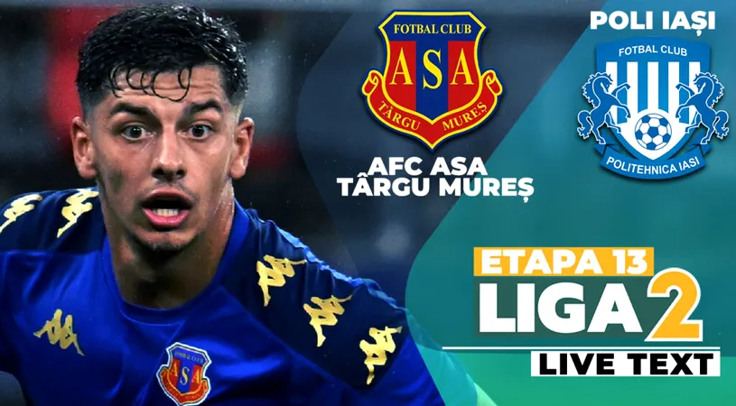 AFC ASA Târgu Mureș s-a jucat cu Poli Iași și i-a administrat cel mai drastic eșec din acest sezon de Liga 2. Trupa lui Eusebiu Tudor a urcat pe locul 2, la egalitate cu alte trei echipe