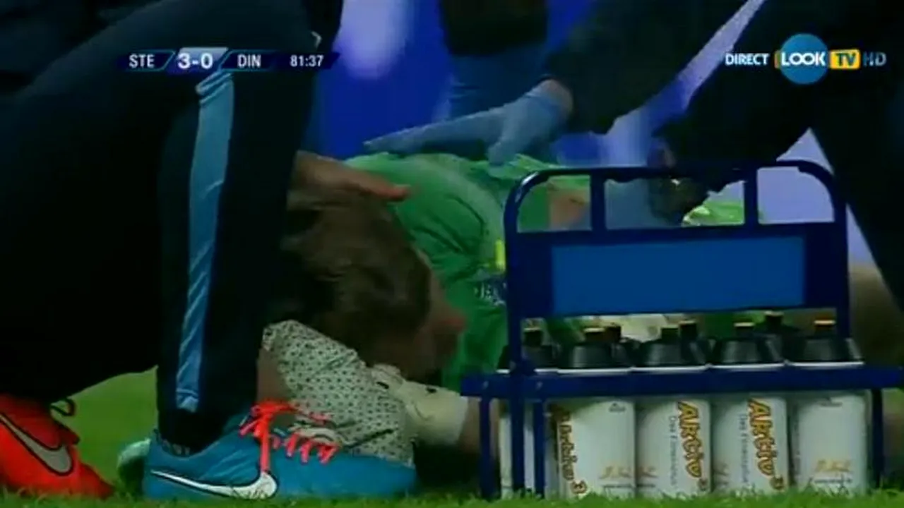 VIDEO INCREDIBIL | Arlauskis nu a stat întins pe gazon numai din cauza petardelor. Ce i-au făcut de fapt fanii lui Dinamo