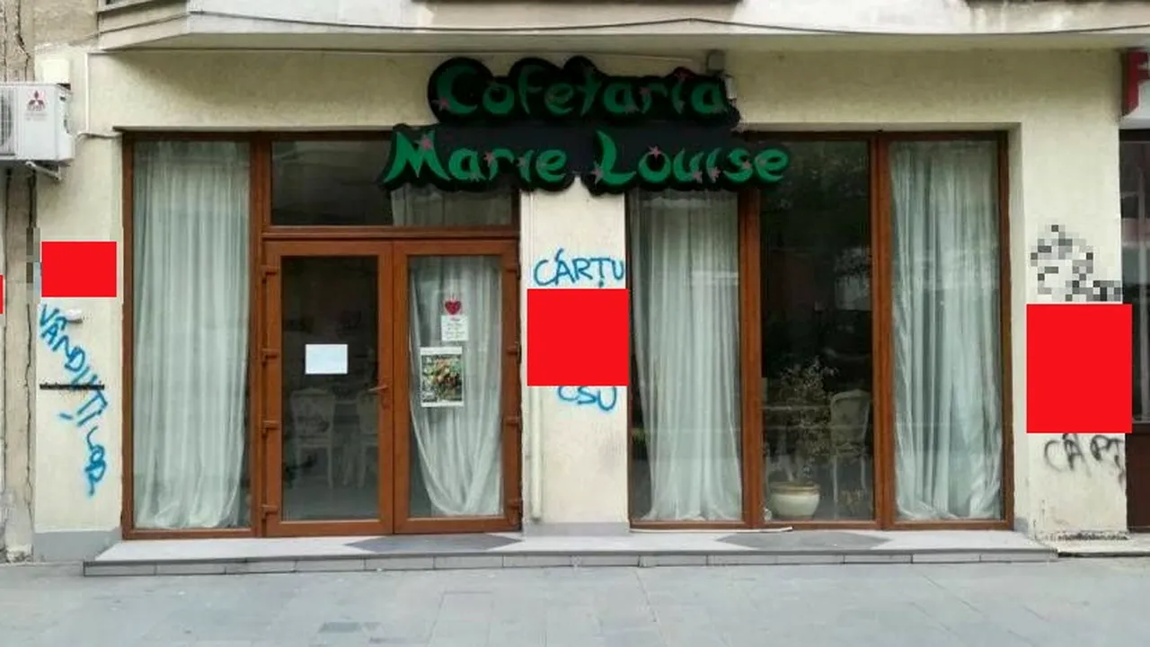 Scandal la Craiova! Cofetăria lui Sorin Cârțu a fost vandalizată. Autorii au scris pe pereți înjurături la adresa fostei glorii din Bănie | FOTO