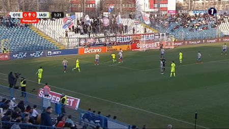 Oțelul Galați - Poli Iași 2-3, în etapa 30 din Superliga. Oaspeții au dat lovitura în minutul 90+6, revenind de la 0-2, după un meci cu doi eliminați
