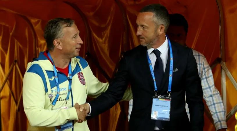 „Nu te faci că nu auzi?”. Dan Petrescu, apărat de rivalul Meme Stoica, după ce a fost eliminat în CFR Cluj - Unirea Slobozia 3-0